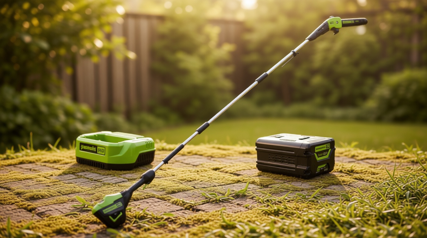 Greenworks 60V 10" Brushless Cordless Pole Saw, 14.5 Ft. Reach, 2.0Ah Battery & Charger