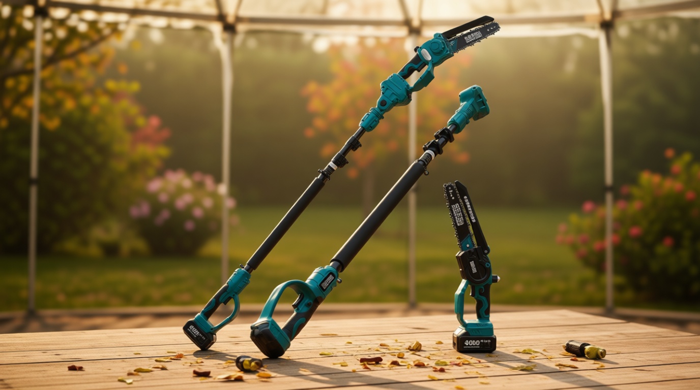 SEESII 2 in 1 Cordless 8 inch Pole Saw & Mini Chainsaw with 2 Battery, Power Electric Polesaw for Tree Trimming, Chain Saw with Extension Pole, Limb Branch Cutter Pruner P8 Ace