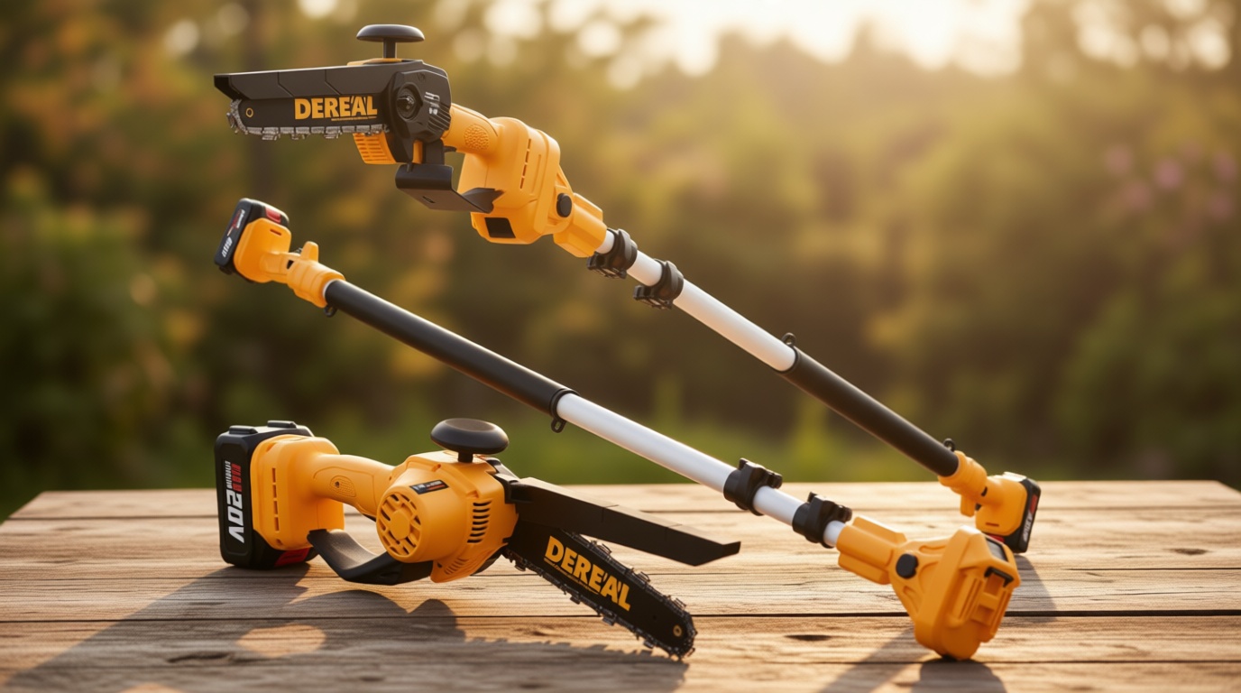 2-in-1 Cordless Pole Saw, Brushless Mini Chainsaw with Pole, 20V 4.0Ah Battery Powered Pole Saws for Tree Trimming, 8" Cutting Power Small Pole Saw, 18ft Reach Electric Saw for Trees With Pole