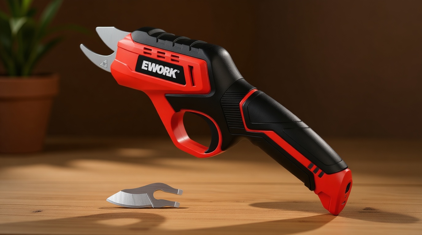 EWORK Cordless Electric Pruning Shears 4.2V Rechargeable 4000mAh Battery, 0.7 Inch Cutting Diameter, 2 SK5 Blades Tool-Free Replacement, Handheld Pruner for Garden Tree Branch Trimming