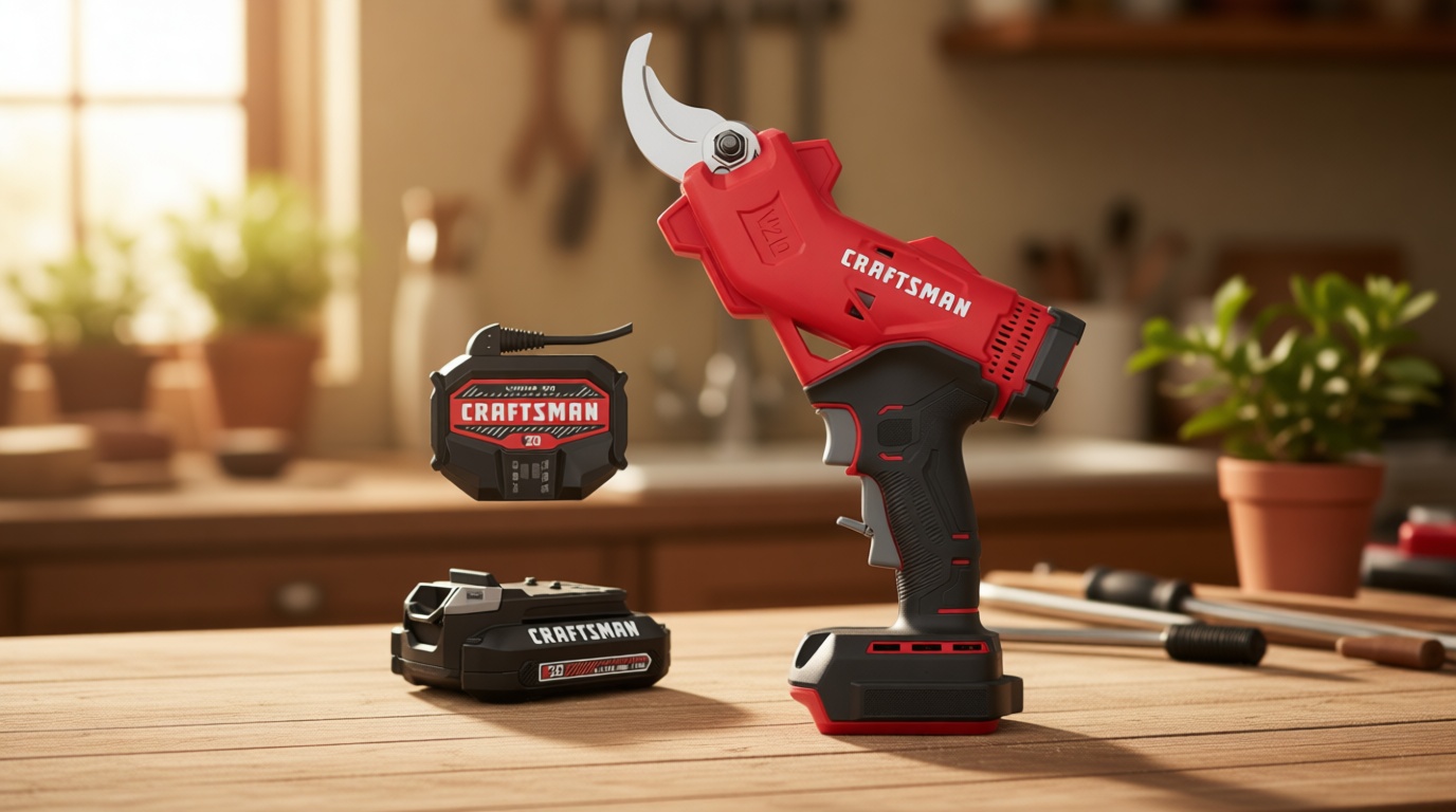 CRAFTSMAN V20 Cordless Electric Pruner, Pruning Shears for Gardening, 2 Ah Battery and Charger Included, Electric Pruning Shears, Tree Pruner (CMCPR320C1)