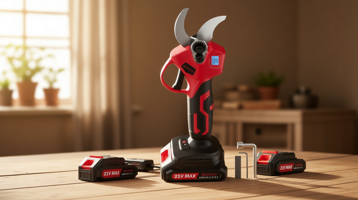 Upgraded Electric Pruning Shears,1.4" Cutting Diameter Cordless Power Pruner with LCD Display, Brushless Motor Pruning Shears with 2000mAh*2 Rechargeable Batteries for Garden Tree Pruner Branch