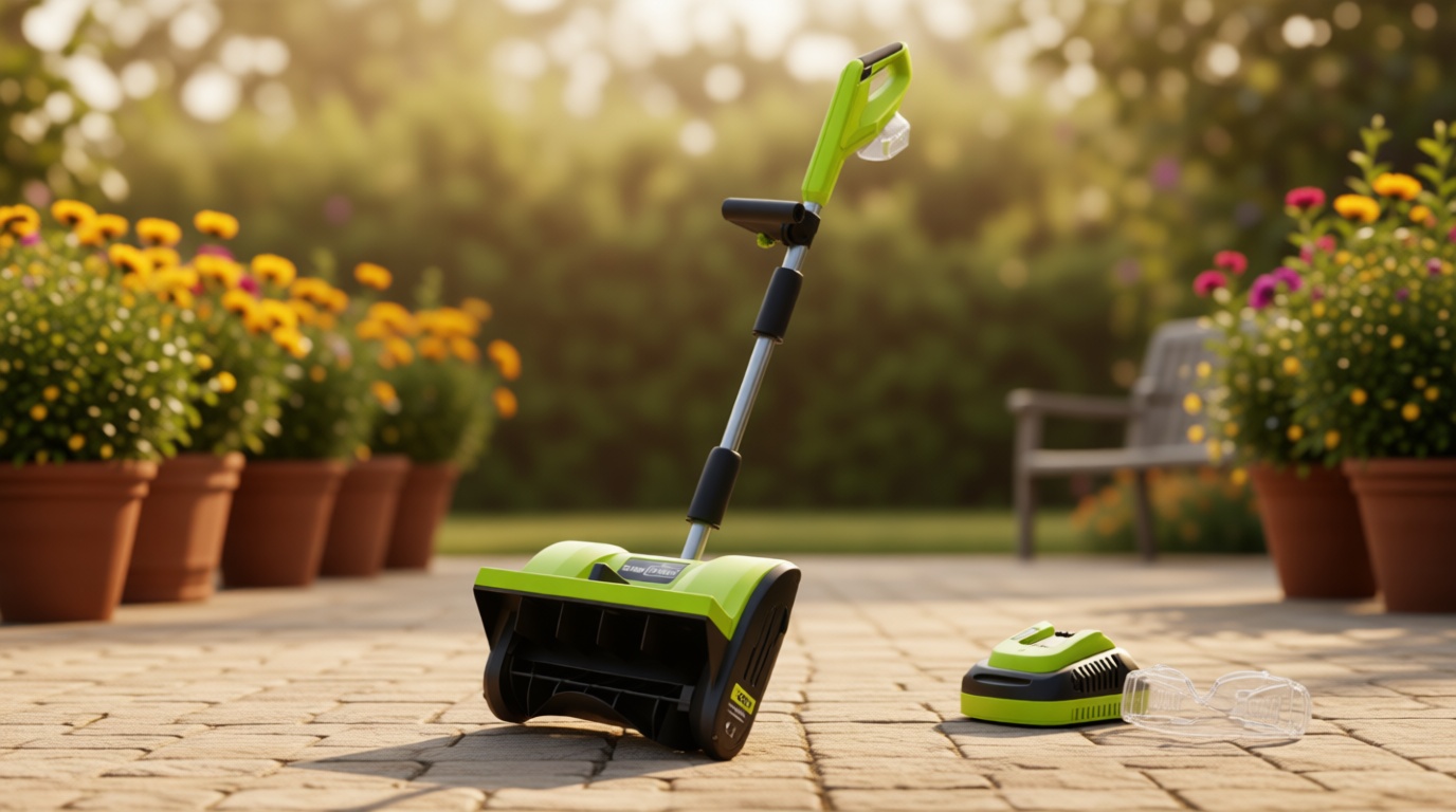 SnapFresh 20V Cordless Snow Shovel, 12” Electric Snow Thrower Kit w/Adjustable Handle & Directional Plate, Lightweight Battery-Powered Snow Blower for Driveway, 4.0Ah Battery & Fast Charger Included