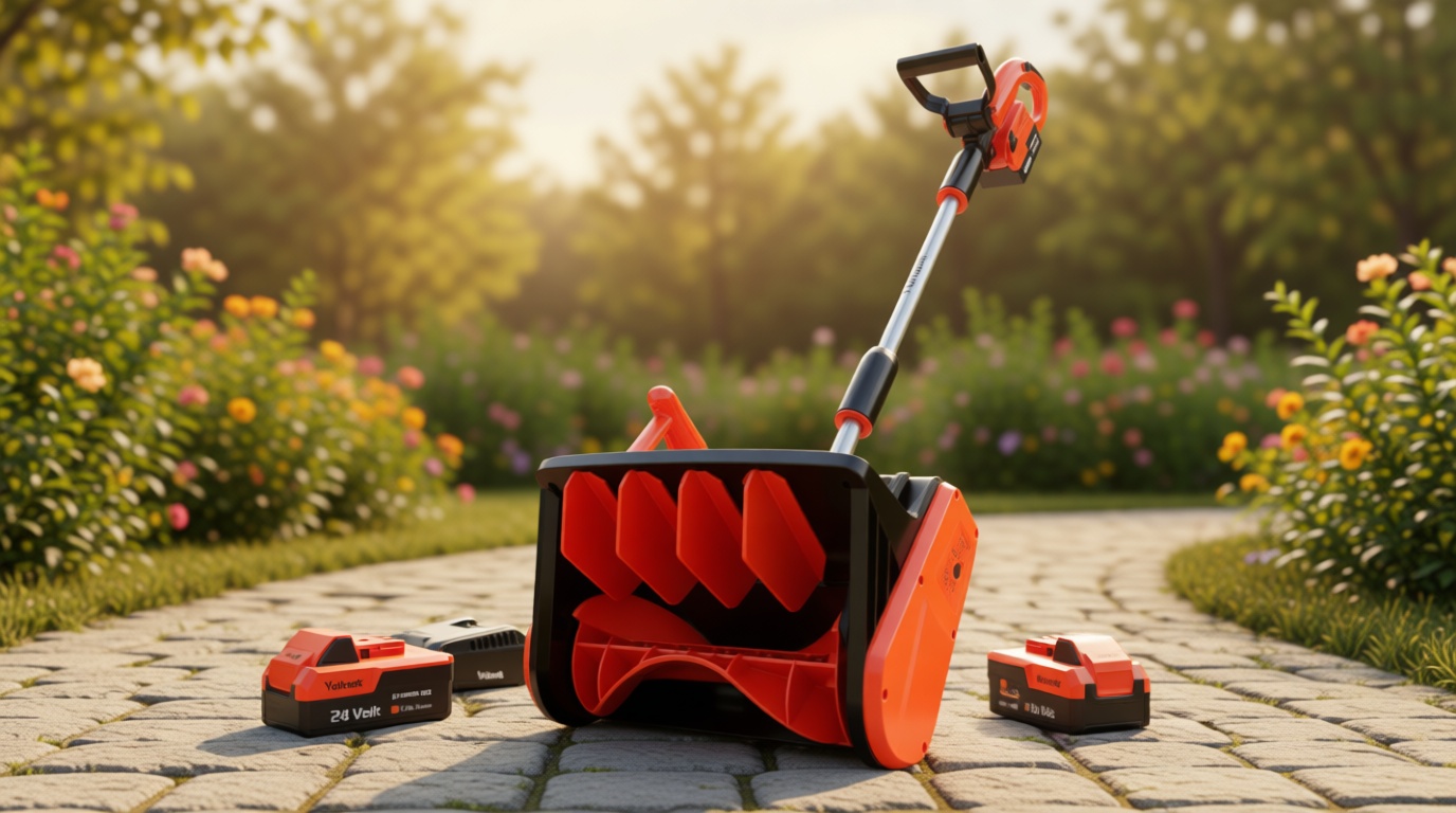 VOLTASK Cordless Snow Shovel, 24V | 13-Inch | 4-Ah Cordless Snow Blower, Battery Snow Blower with Directional Plate & Adjustable Front Handle (4-Ah Battery & Quick Charger Included) ISCC PLUS