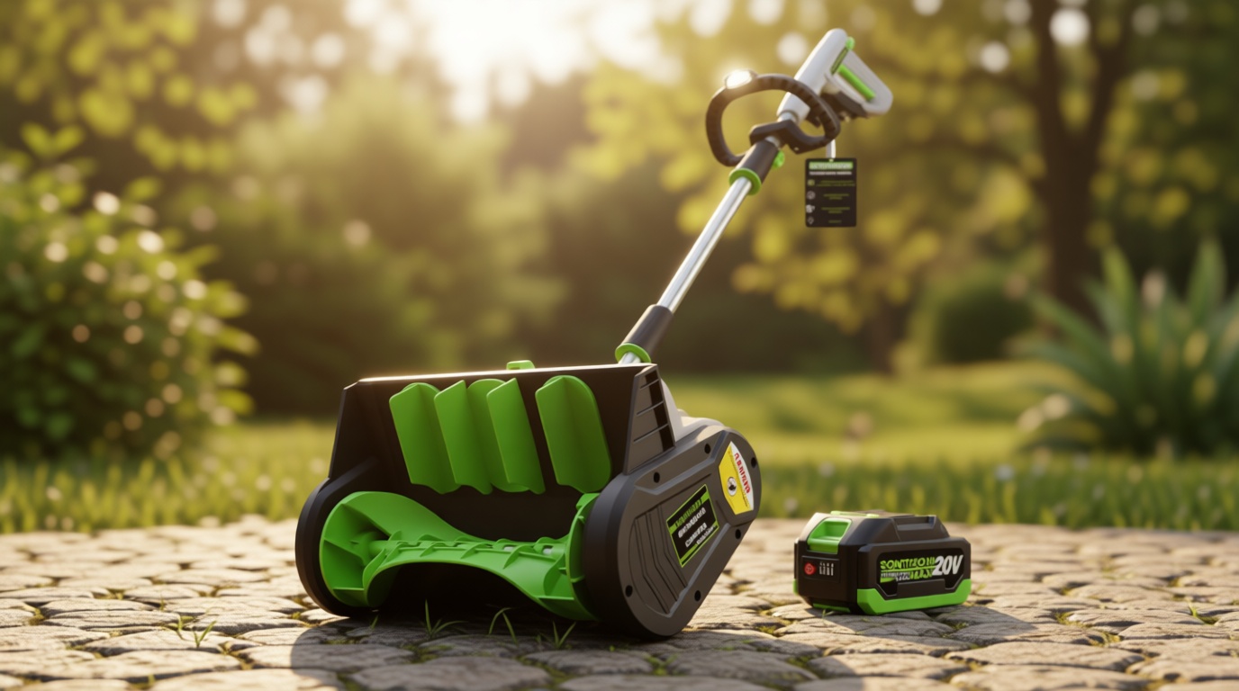 SONTHIOW 13.5" Electric Snow Shovel, 20V Brushless Snow Shovel, Includes 2 * 4.0 Ah Battery and Quick Charger, Cordless Snow Blower with Directional Plate & Adjustable Front Handle (2 * 20V Battery) Global Recycled Standard