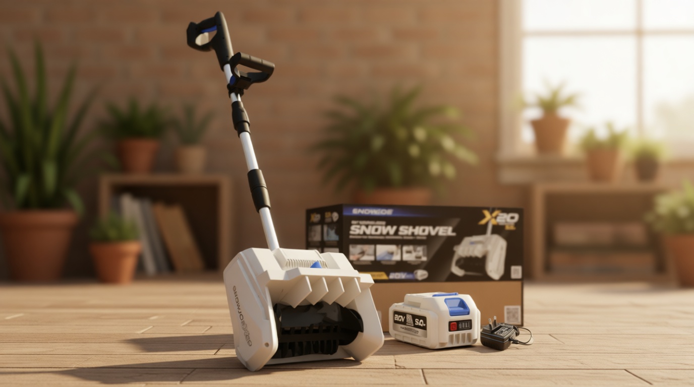 Snow Joe Cordless Electric Snow Shovel Kit with Adjustable Handle, Battery & Charger, 10-Inch Clearing Path, Up to 21,200 RPM - Heavy-Duty Shoveling Machine and Tool for Ice Removal, X20-SNOW-5A