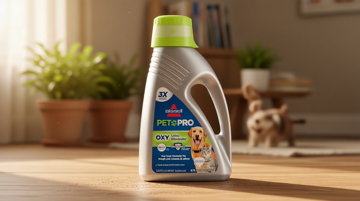 Bissell PET PRO OXY Urine Eliminator with Febreze Carpet Deep Clean Solution, with StainProtect Technology, for use in leading upright carpet cleaners, 48oz, Our best formula for pet messes & odors
