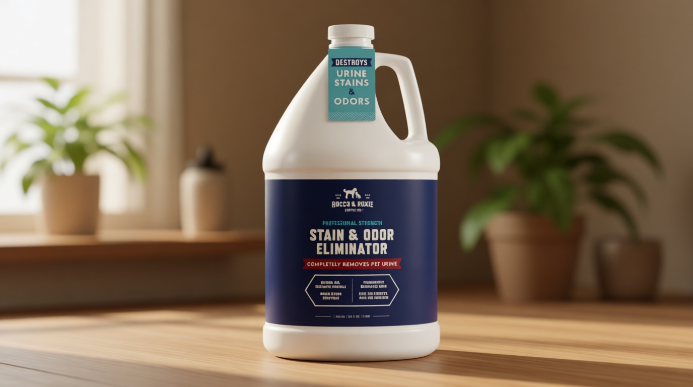 Rocco & Roxie Supply Co. Stain & Strong Odor Eliminator, Enzyme Cleaner, Pet Odor Eliminator for Home - Carpet Stain Remover for Cats & Dog Pee - Urine Destroyer - Carpet Cleaner Spray, 1-Gallon