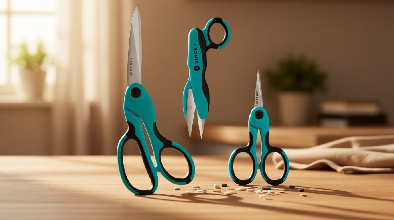 SINGER ProSeries Sewing Scissors Bundle: 8.5" Heavy Duty Fabric, 4.5" Detail Embroidery, 5" Thread Snips With Comfort Grip (Teal)