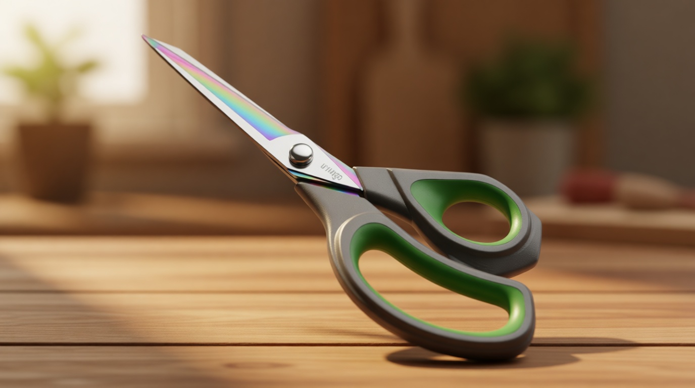 LIVINGO Professional Sharp Fabric Scissors - Titanium Coated Forged Steel Heavy Duty Shears All Purpose for Sewing Craft Cutting Cloth, Paper, Leather, 9.5 Inches, Gray/Green Recycled Claim Standard Blended Recycled Claim Standard 100