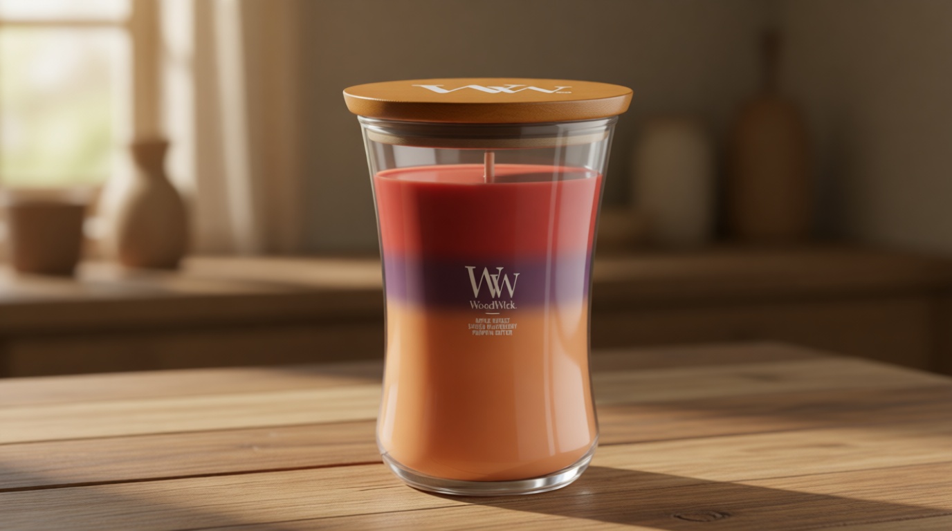 WoodWick Autumn Harvest Holiday Candle Gifts for Women and Men, 21.5 oz Large Hourglass Trilogy Candle with Crackling Wick