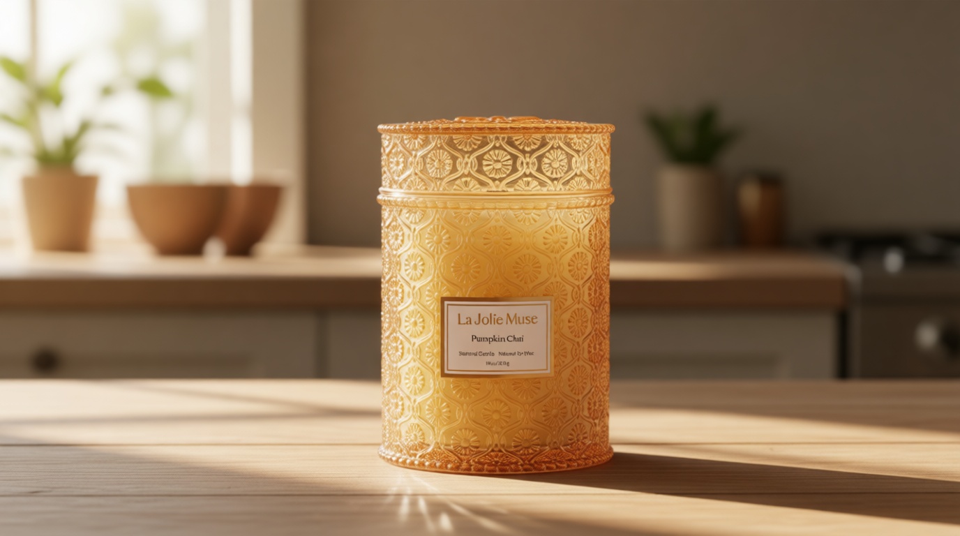 LA JOLIE MUSE Pumpkin Chai Candle – Pumpkin, Spicy Chai & Vanilla Scent | 19 oz Large Wooden Wick| Natural Soy Wax | 90 Hours Clean Burn | Gift-Ready for Autumn Hosting | Seasonal Home Décor