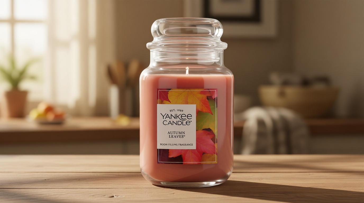 Yankee Candle Autumn Leaves, Scented Candle, 22oz Large Jar, Up to 150 Hour Burn Time, Giftable