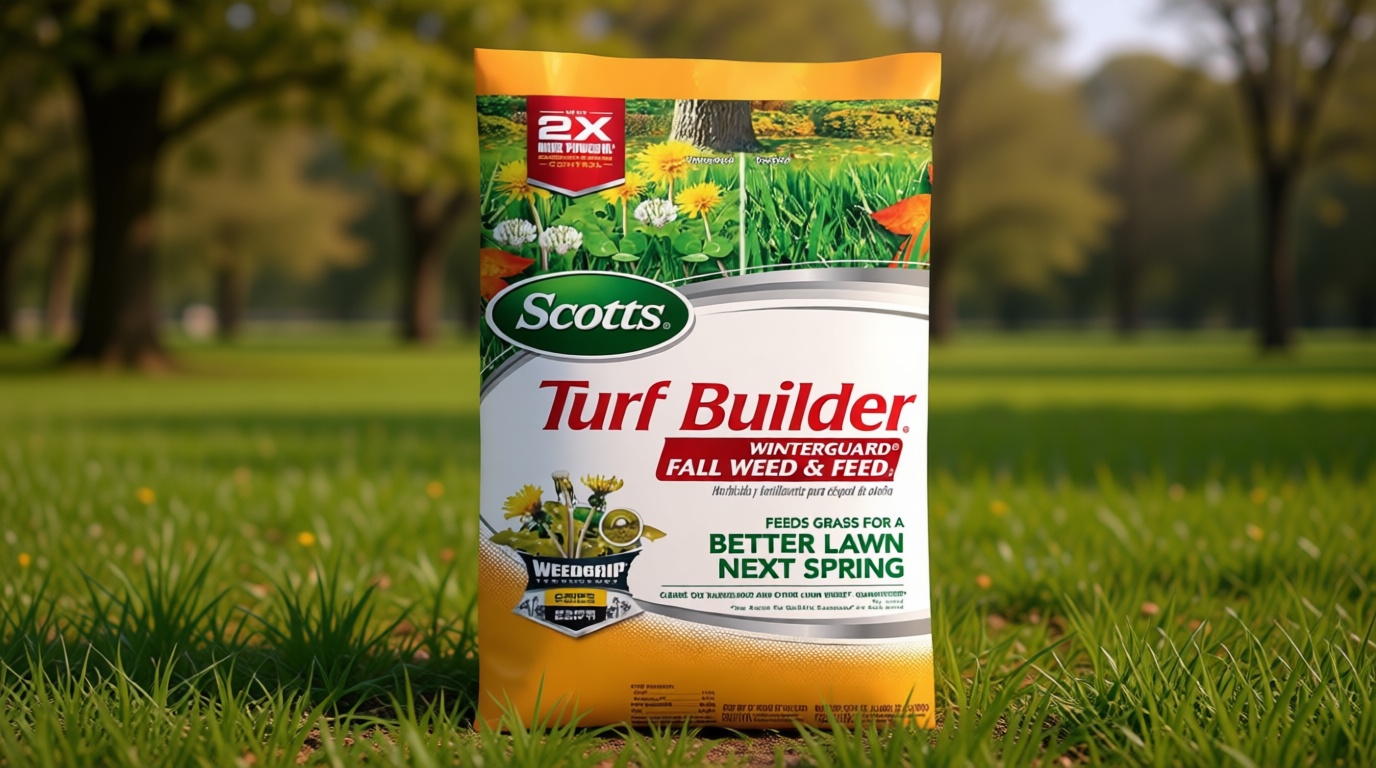 Scotts Turf Builder WinterGuard Fall Weed & Feed3, Weed Killer Plus Fall Fertilizer, 4,000 sq. ft., 11.43 lbs.