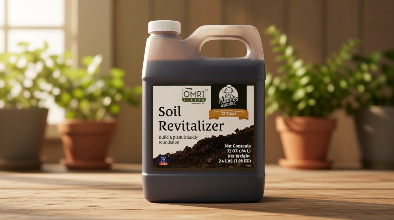 Farmer’s Secret Soil Revitalizer (32oz) - Organic (OMRI Listed) Dirt Health Booster - Liquid Compost Soil Amendment - Activated Humic Acid - Great for Fall/Spring Application