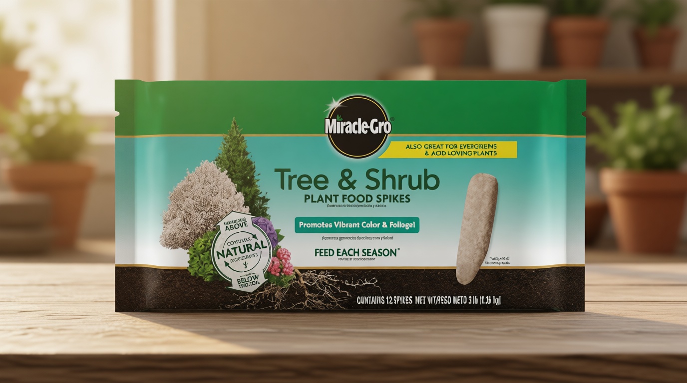 Miracle-Gro Tree and Shrub Plant Food Spikes - Deciduous, Flowering & Evergreen Tree Fertilizer Spikes, Hydrangeas, and Acid-Loving Plants, 12 Count, 3 lb.