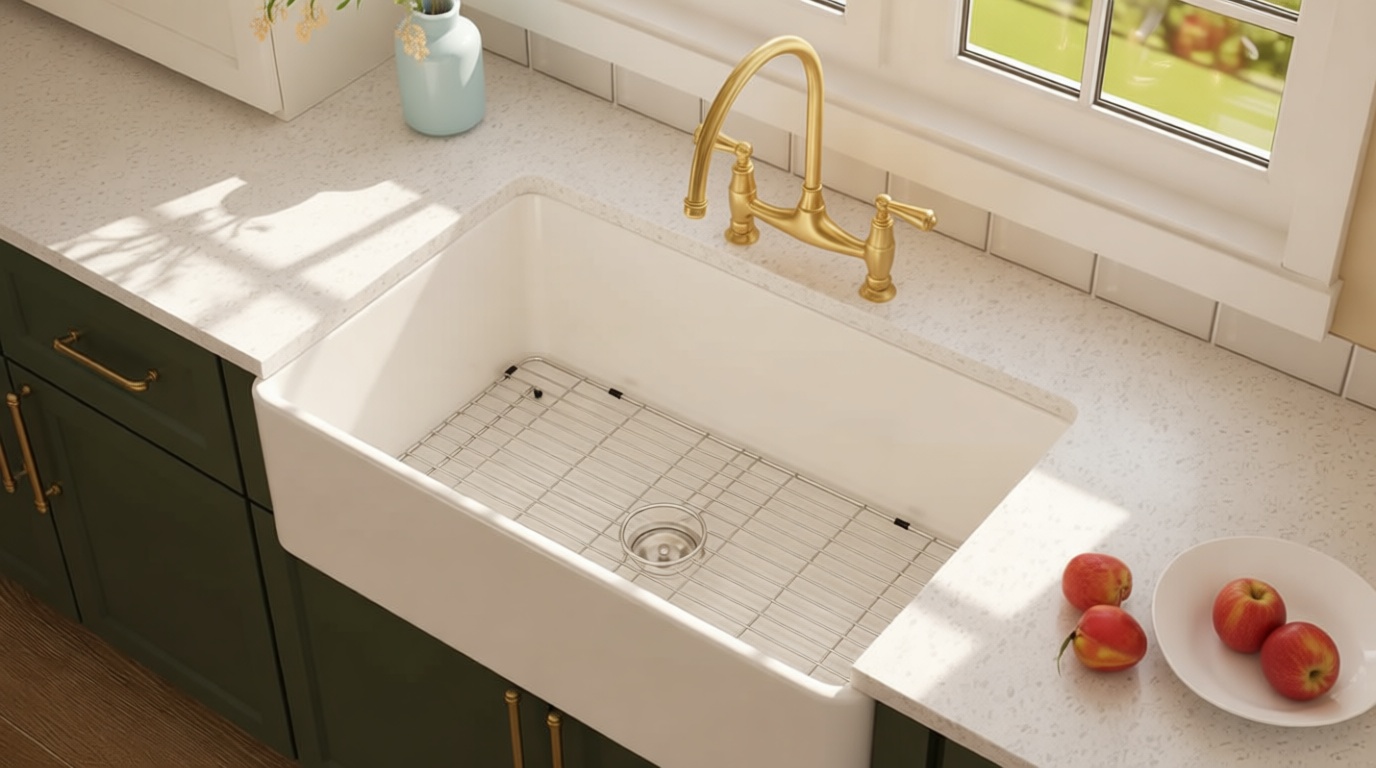 Lordear White Farmhouse Sink 33 Inch Apron Front Reversible Solid Fireclay 33x20x10 Farm House Farmers Farm Style Sinks