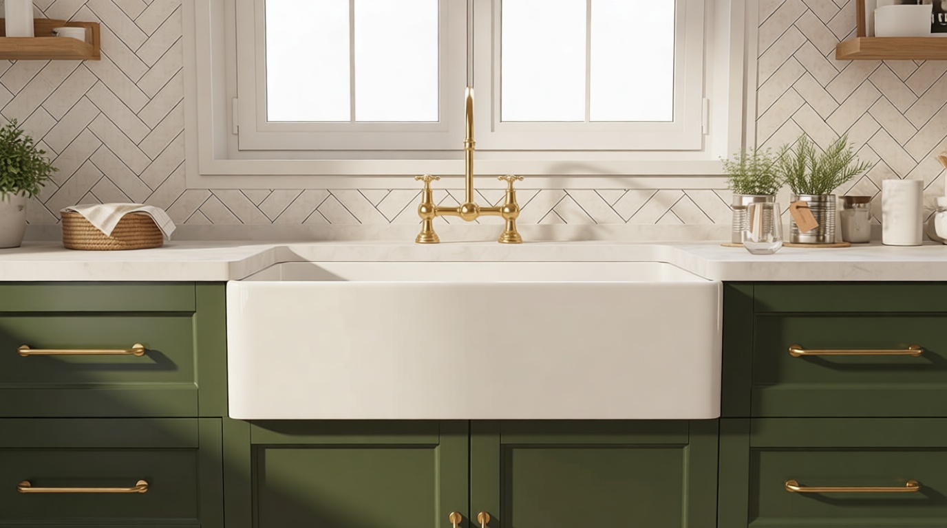 TUKTUK White Farmhouse Sink 30 inch Farm Sink Fireclay Apron Front Single Bowl Kitchen Sinks Deep Drop In Undermount Reversible Heavy Duty Easy-to-Clean Kitchen Basin with Luxury Modern Accessory Kit