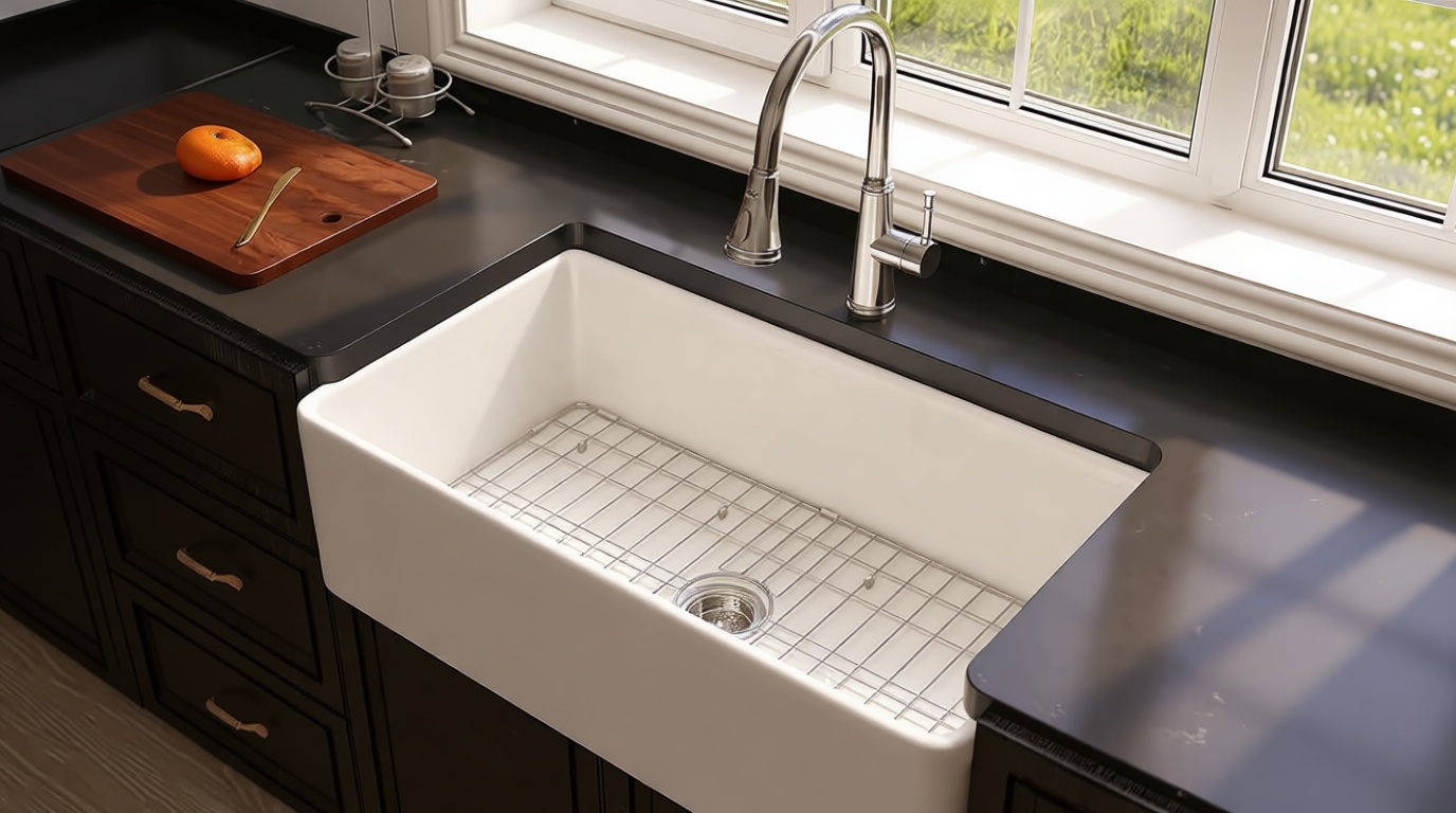 Miuara Farmhouse Sink 33 Inch - Apron Front Kitchen Sink Reversible 33"x18"x10", Undermount Installation, Farm House Style Single Bowl, Solid Fireclay, Glossy White, for Kitchen