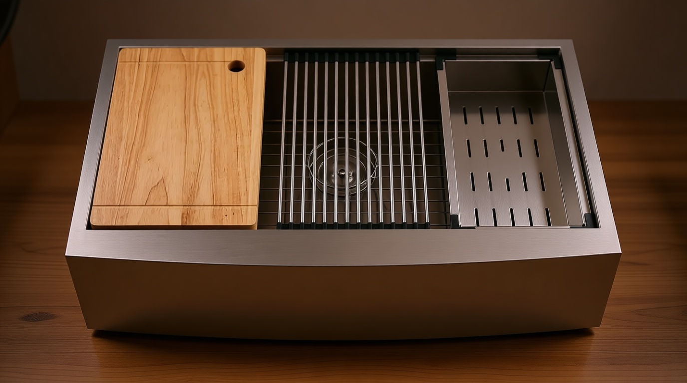 33 Inch Farmhouse Sink - Loftus Apron Front Kitchen Sink 16 Gauge Stainless Steel Workstation Ledge Deep Single Bowl Farm Sink with Accessories