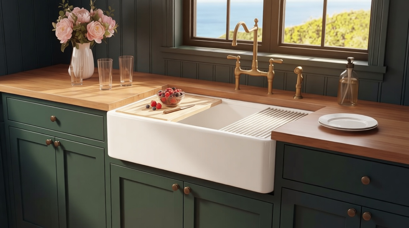 Miuara Farmhouse Workstation Sink 30 Inch for Kitchen - White Apron Front Fireclay Kitchen Sink Reversible 30"x20"x10", Farm House Style Heavy Duty Deep Single Bowl