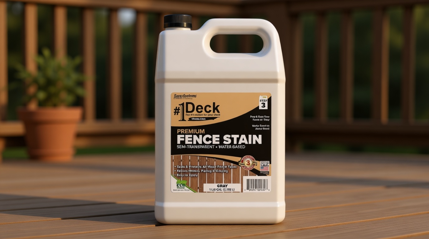 #1 Deck Premium Wood Fence Stain and Sealer - Semi-Transparent Fence Sealer (1 Gallon, Gray)