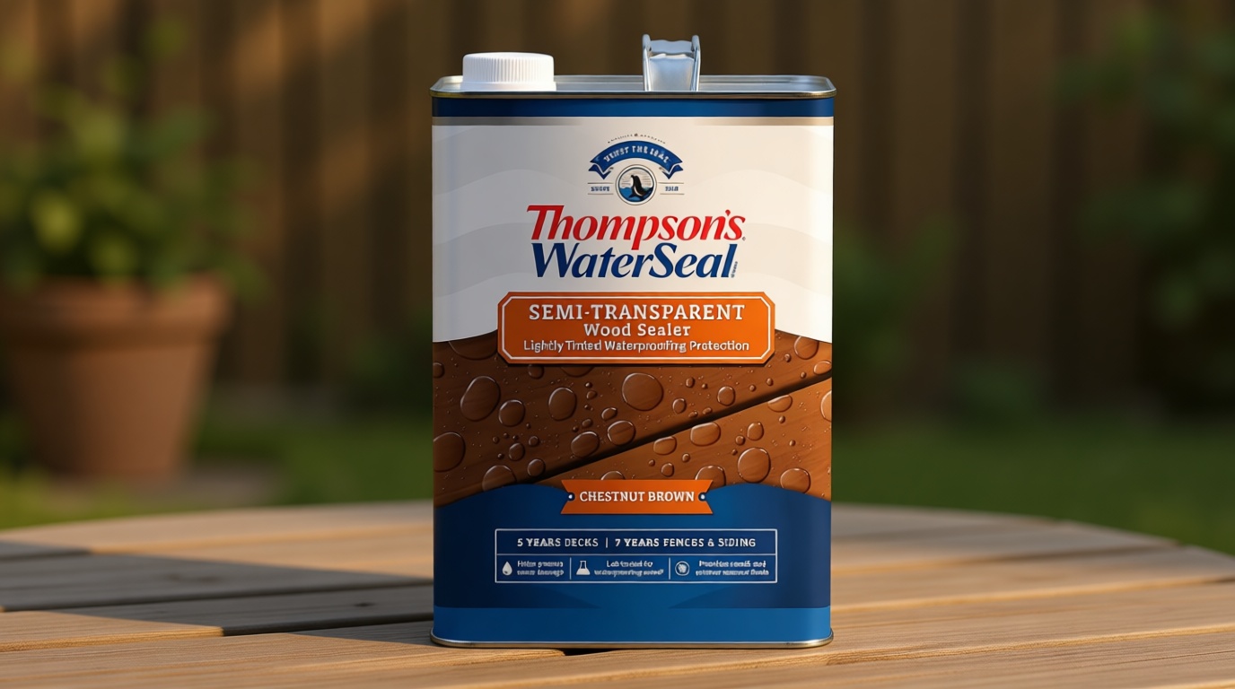 Thompson’s WaterSeal Semi-Transparent Waterproofing Wood Stain and Sealer, Chestnut Brown, 1 Gallon