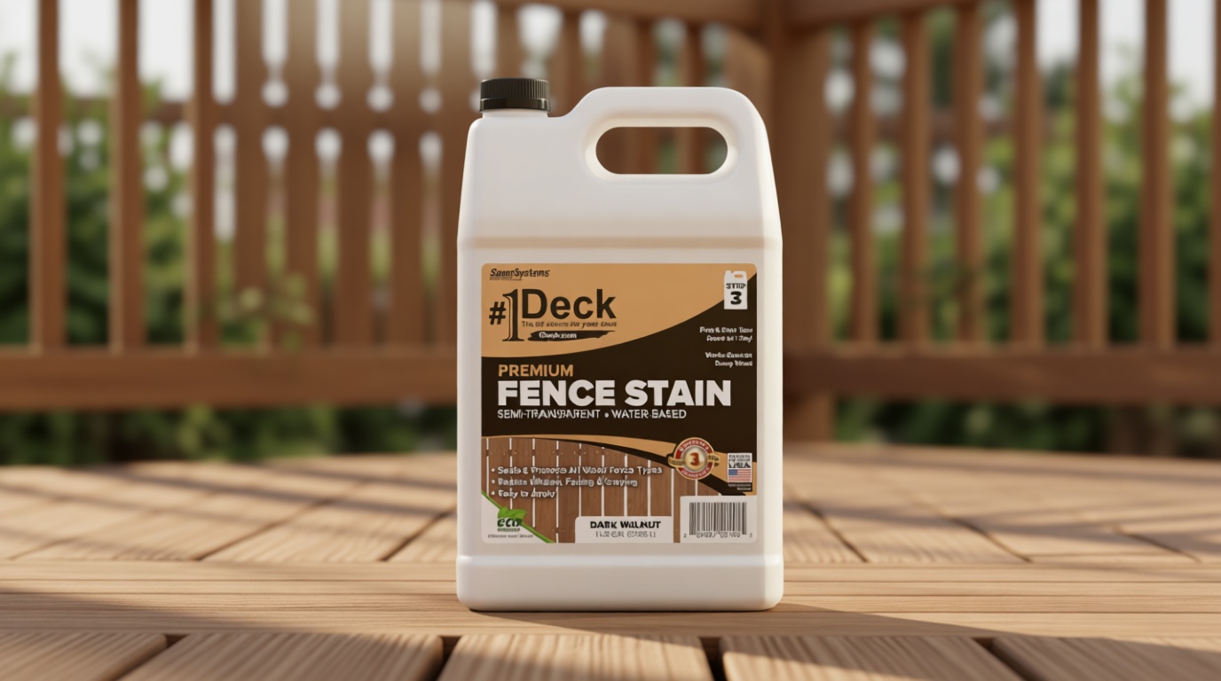 SaverSystems #1 Deck Premium Wood Fence Stain - Semi-Transparent Sealer (1 Gallon, Dark Walnut)