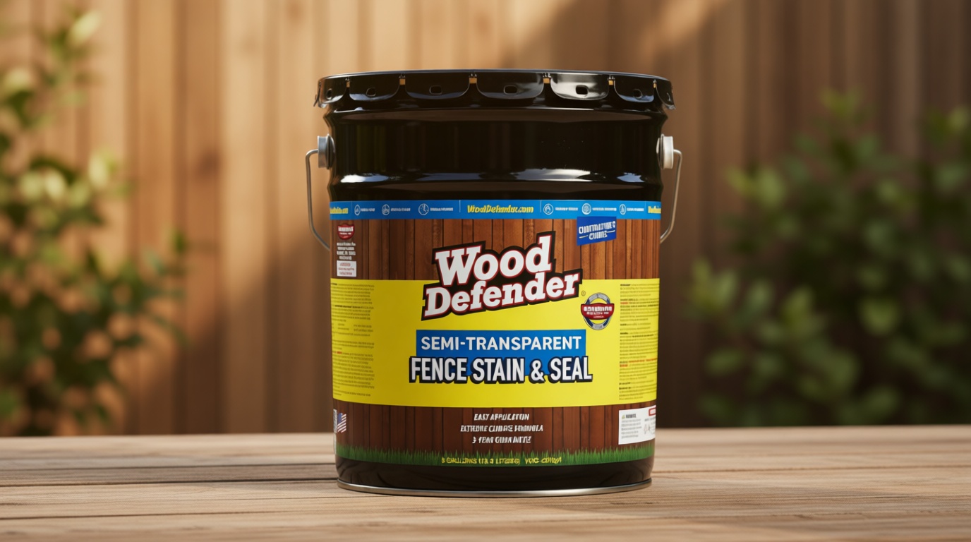 Wood Defender - Semi-Transparent Fence Stain - Black - 5 Gallon