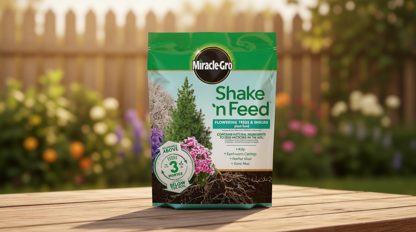 Miracle-Gro Shake 'N Feed Flowering Trees and Shrubs Plant Food, For In-Ground and Container Plants, Acid-Loving Flowering Plants, 8 lbs.