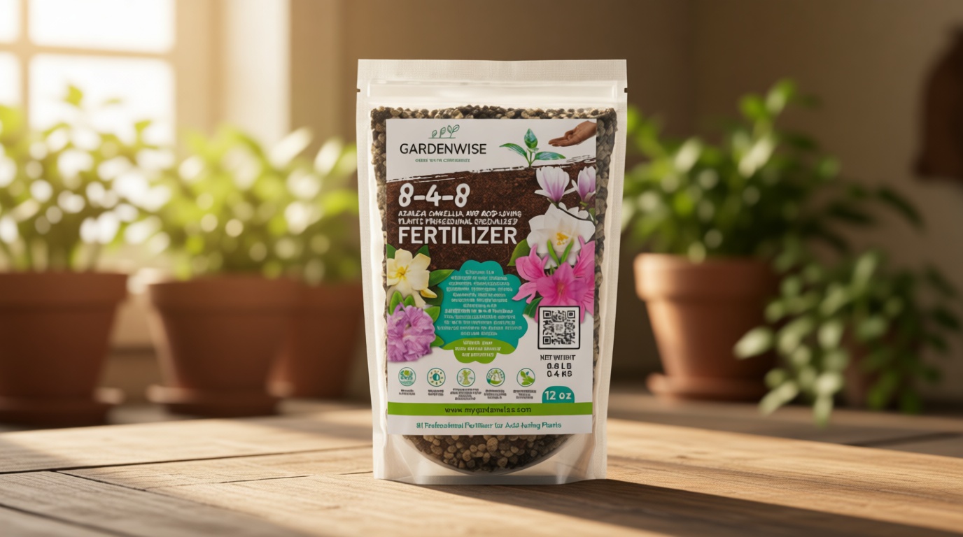 GARDENWISE 8-4-8 Acidic Fertilizer for Azaleas, Camellias (Camelia), Hydrangeas, Blueberries, Gardenias, Magnolia Trees, Evergreens, and Rhododendrons - Ideal Iron-Rich Plant Food (12 OZ)