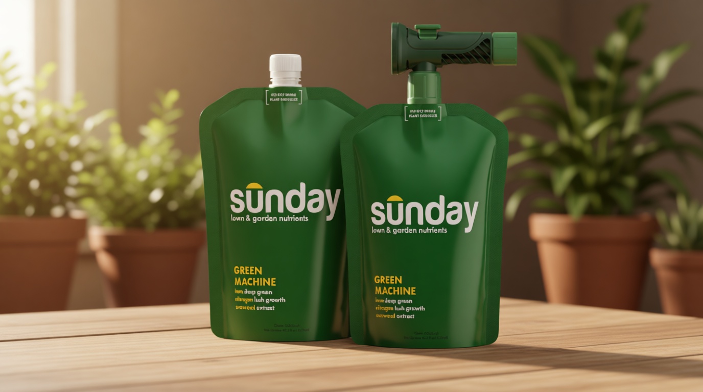 Sunday Green Machine Fertilizer, 42.3oz, 2 Pack - Liquid Lawn Fertilizer for Lush Growth - Includes Universal Sprayer Attachment - Covers Up to 10,000 Sq Ft - Easy Application in 15 Minutes or Less