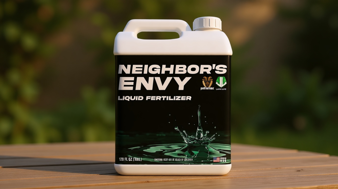 PetraMax Neighbor’s Envy Grass Fertilizer for Lawn & Garden, 1 Gallon Covers up to 16,000 sq.ft. 7-in-1 Liquid Lawn Fertilizer Concentrate for Deep Green Turf - Includes Nitrogen/Iron/Humic/Sea Kelp