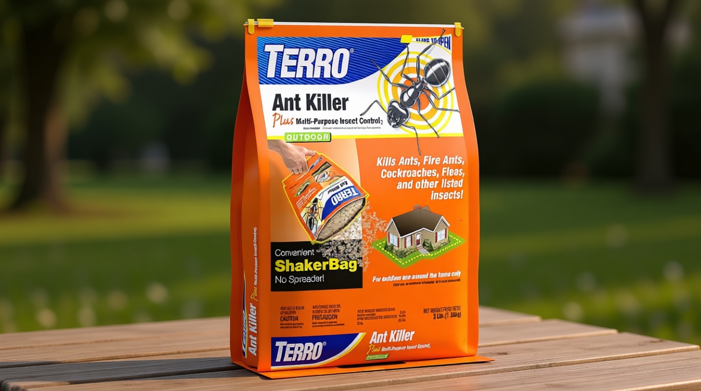 TERRO Ant Killer Plus Multi-Purpose Insect Control for Outdoors - Kills Fire Ants, Fleas, Cockroaches, and Other Crawling Insects - 3lb Shaker Bag - T901-6