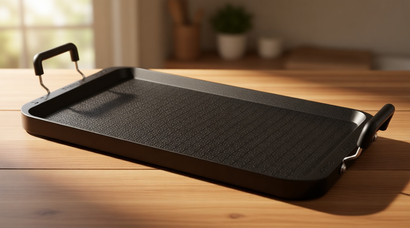 Vayepro Stove Top Flat Griddle, 17 Inch 2 Burner Griddle Pan for Stove Top Grill, Aluminum Pancake pan, Non-Stick Charcoal Grill For Outdoor/Camping