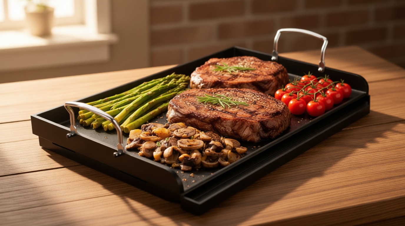 Cast Iron Griddle for Gas Grill 25"x16" Flat Top Grill Griddle Pan for Stove Top Nonstick BBQ Griddle Plate for Charcoal & Gas Grill Heavy Duty Universal Cooking Surface for Blackstone Style Recycled Claim Standard Blended