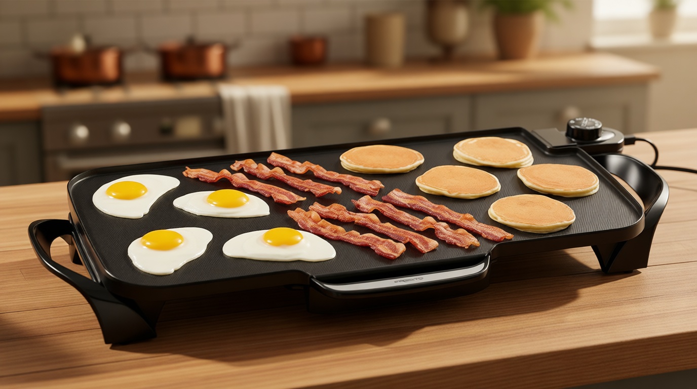 Presto 07061 22-Inch Electric Griddle with Removable Handles, Extra-Large Nonstick Ceramic Surface, Black