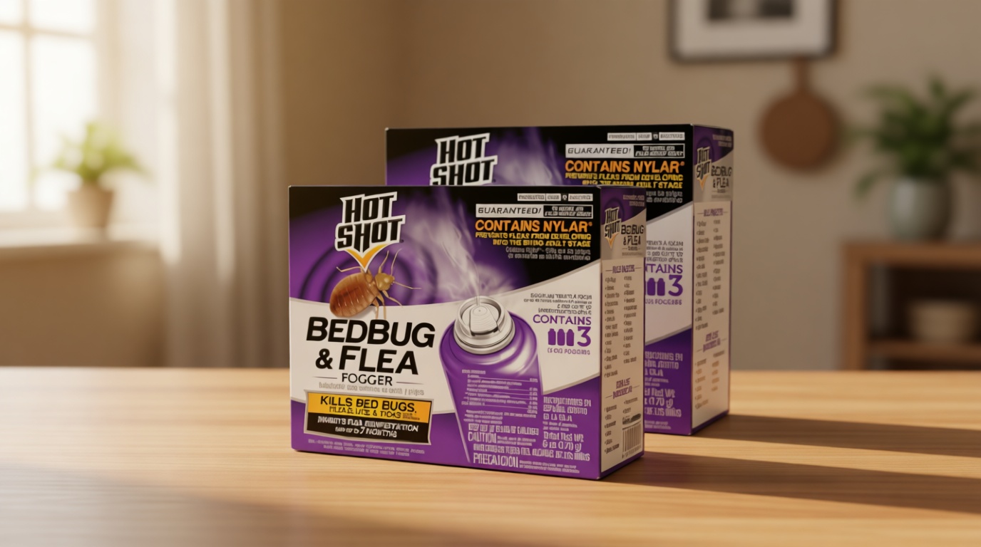 Hot Shot BedBug And Flea Fogger, Inhibits Flea Reinfestation, 2 Ounce Cans, 6 Count