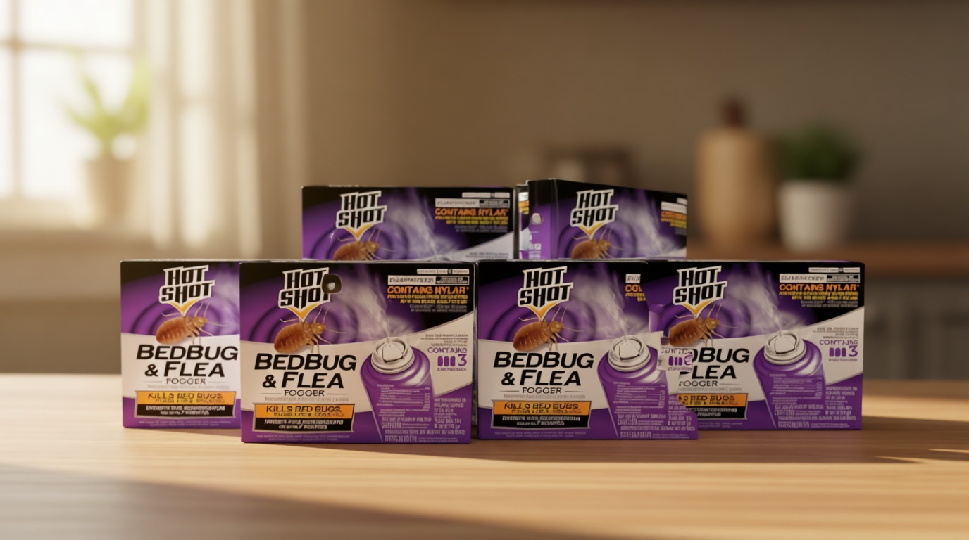 Hot Shot BedBug And Flea Fogger 3 Count-2 Ounce Cans, With Nylar, Inhibits Flea Reinfestation, 6 Pack