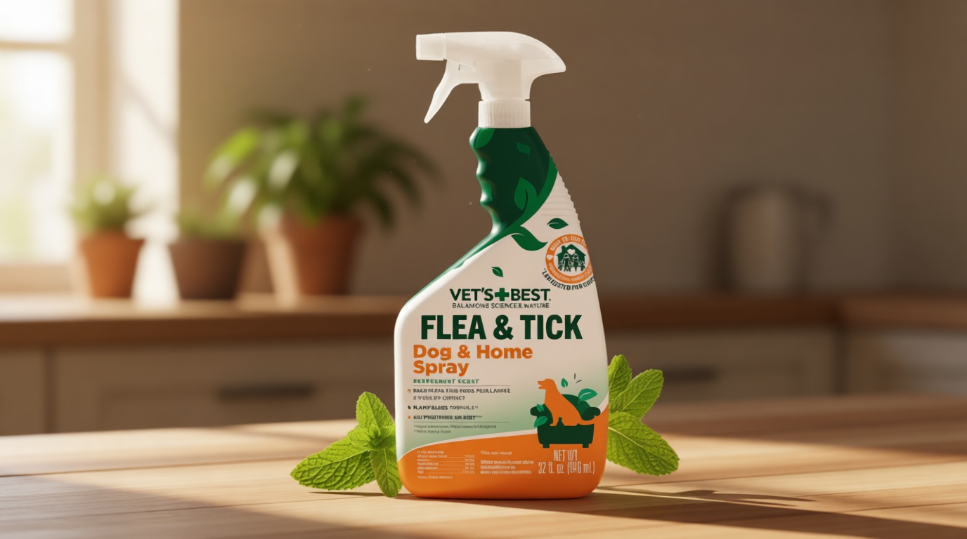 Vet’s Best Indoor Flea and Tick Spray – Dog Flea and Tick Treatment for Home, Plant-Based Formula with Natural Oils, Kills Fleas, Eggs & Ticks on Contact, Made in USA, 32 oz