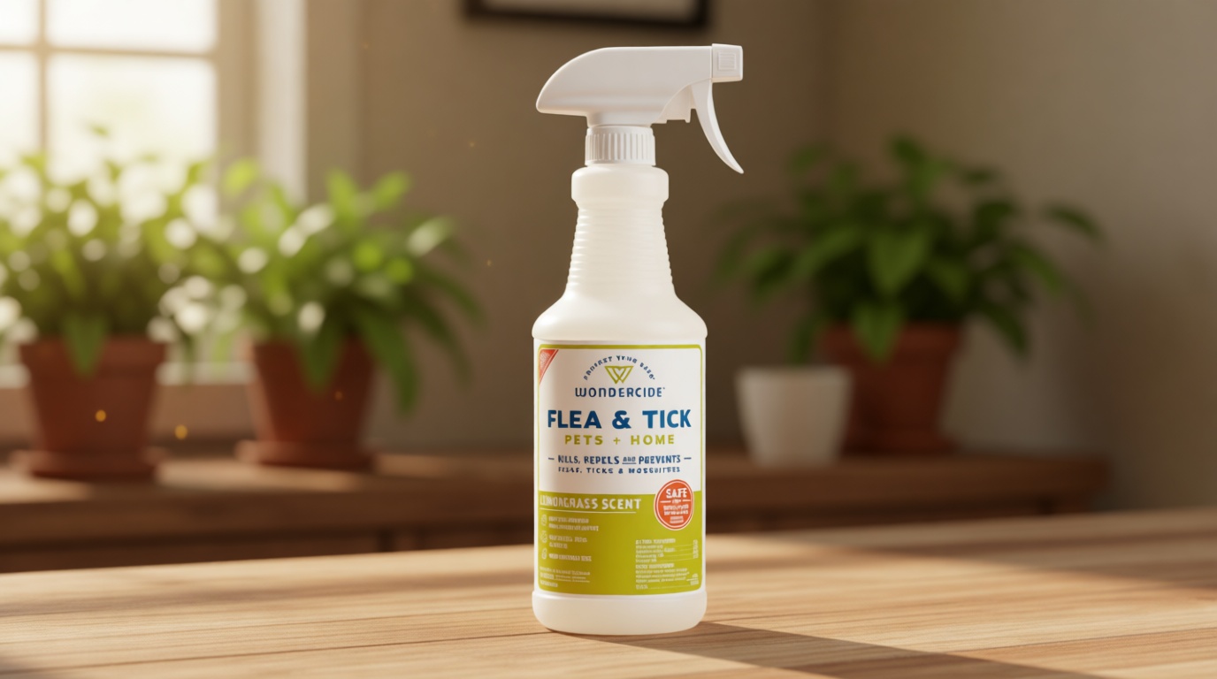 Wondercide - Flea, Tick & Mosquito Spray for Pets and Home with Natural Essential Oils - Killer, Control, Prevention, Treatment - Lemongrass 16 oz