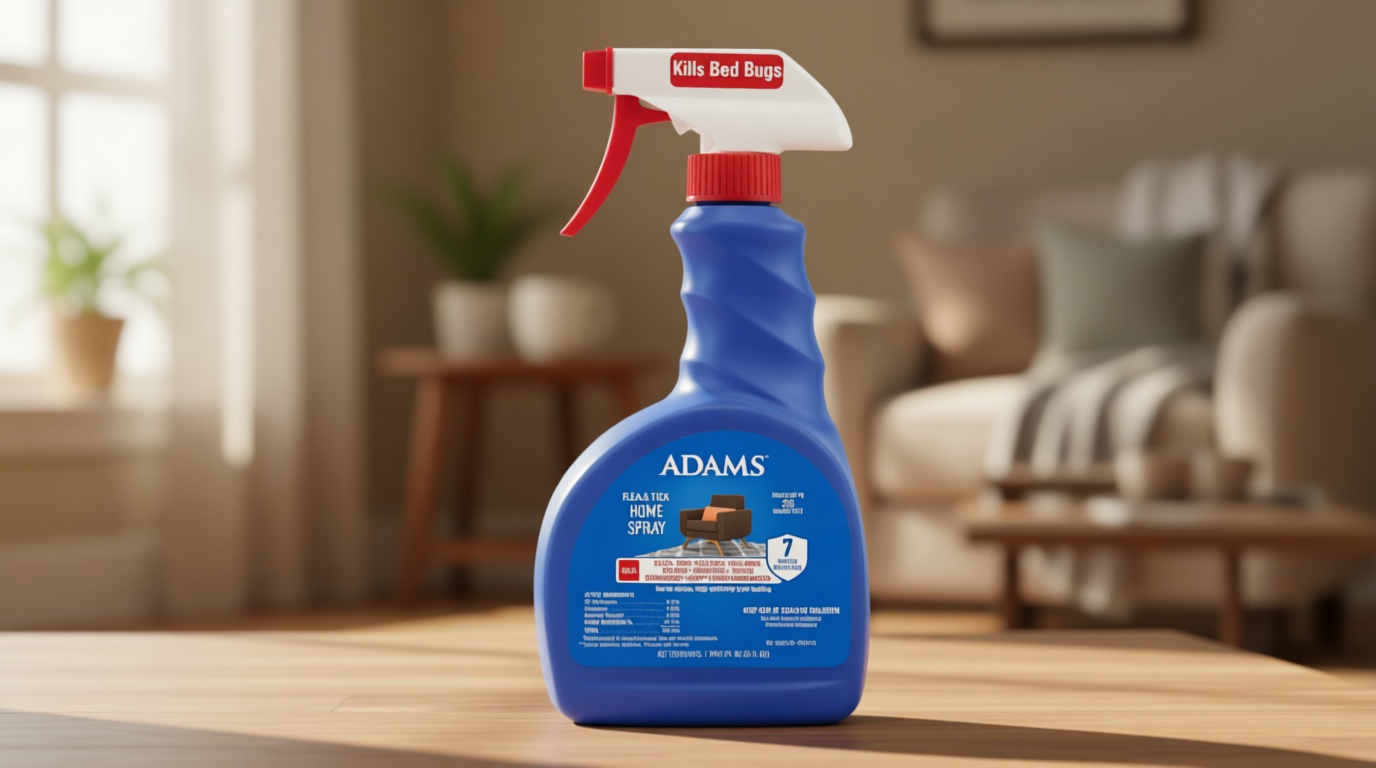 ADAMS Flea & Tick Home Spray for Indoor House Treatment, Kills Bed Bugs, Fleas, & Ticks, for Carpet, Furniture & Pet Bedding, Controls Fleas, Ticks, Bed Bugs, Cockroaches, Spiders & Mosquitoes, 24 oz
