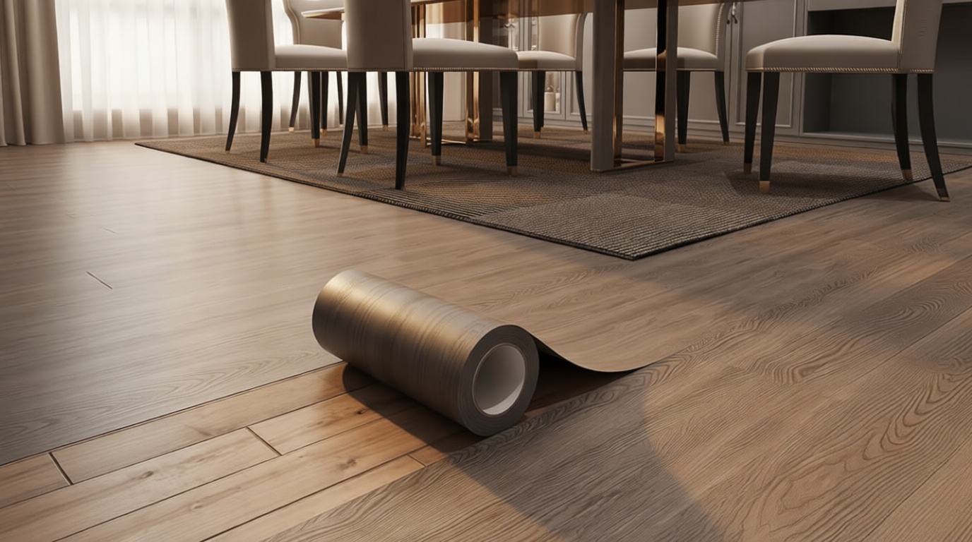 Peel and Stick Floor Tile 11.8” x 118” Vinyl Flooring Roll Cover 9.6 Sq.Ft. Waterproof Scratch-Resistant DIY Self-Adhesive PVC Wood Flooring for Renter, Kitchen, Bathroom, RV, Grey