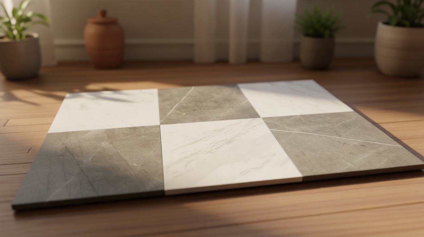 FloorPops x Chris Loves Julia 12-in by 12-in Bonneville Grey & White Marble Peel & Stick Floor Tiles, FP4421