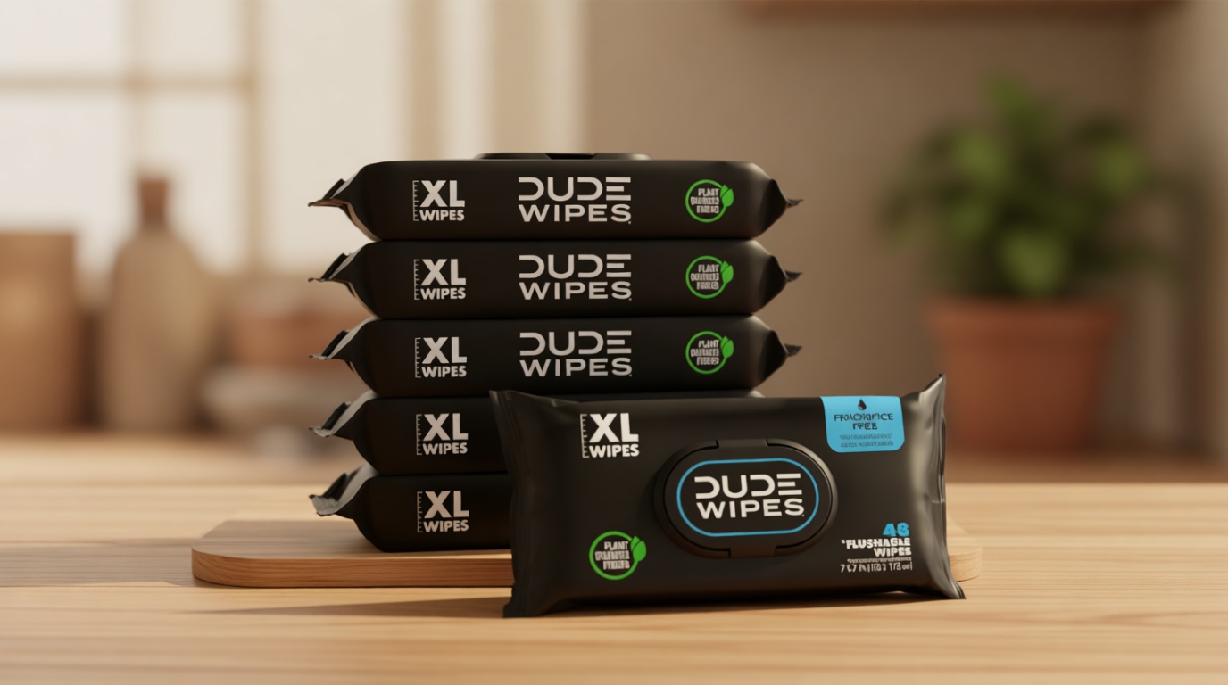 DUDE Wipes Unscented Flushable Wipes - Extra-Large Adult Wet Wipes for Sensitive Skin - 6 Pack (288 Count) - Infused with Vitamin E and Aloe - Septic and Sewer Safe GreenCircle Certified: Certified Environmental Facts Label