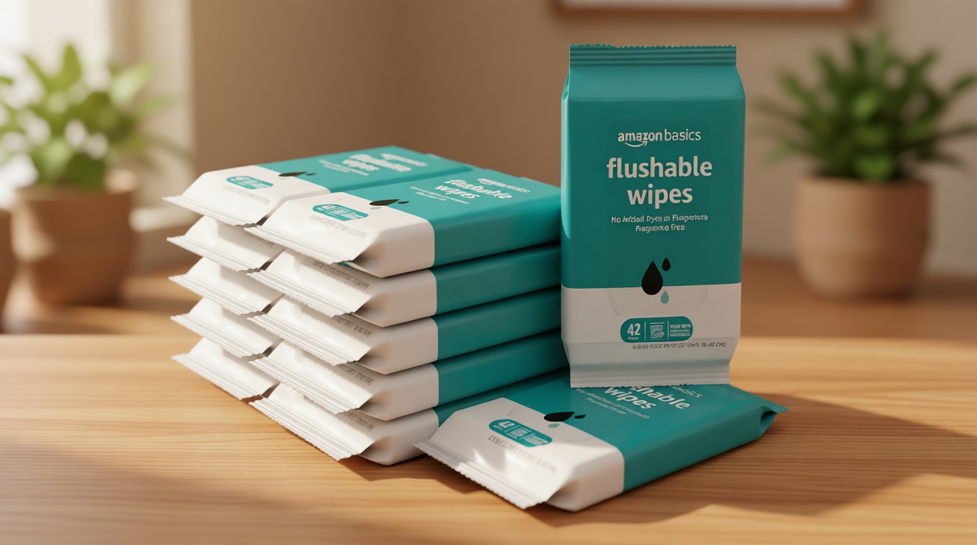 Amazon Basics Flushable Adult Toilet Wipes, Fragrance Free, FSC-Certified, Advanced Flushable Technology, 504 Count (12 Packs of 42) The Forest Stewardship Council