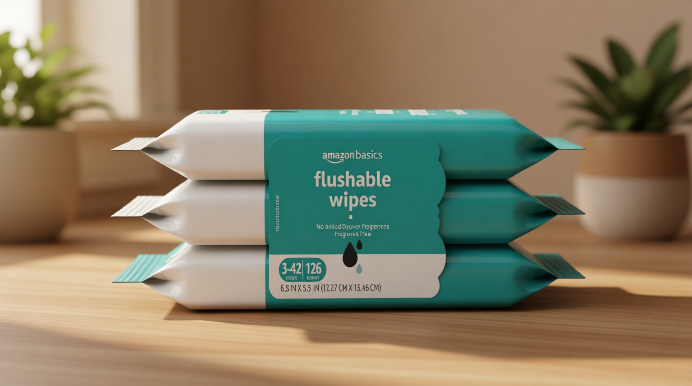 Amazon Basics Adult Wet Wipes Flushable formulated without Fragrance, 126 Count (3 Packs of 42) Packaging May Vary The Forest Stewardship Council