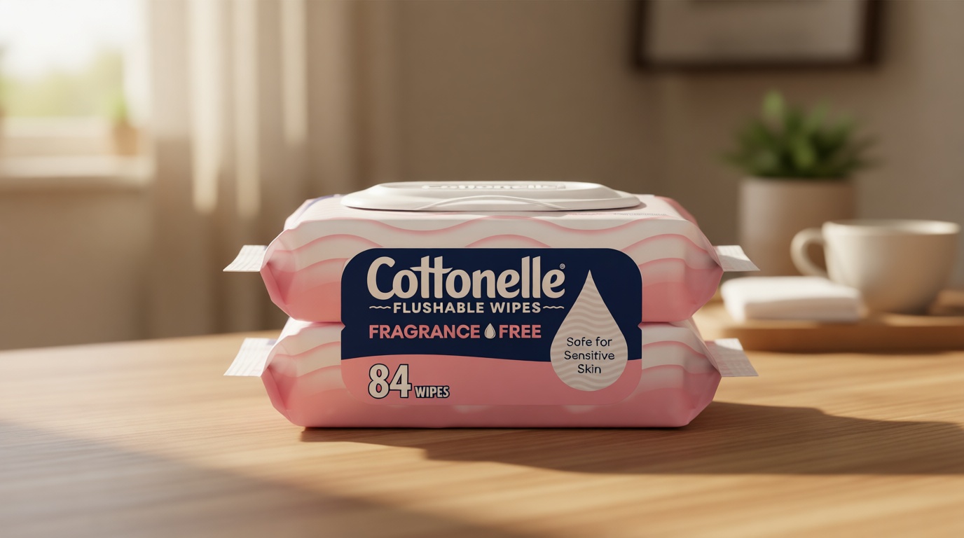 Cottonelle Fragrance Free Flushable Wet Wipes, Adult Wet Wipes, 2 Flip-Top Packs, 42 Wipes Per Pack