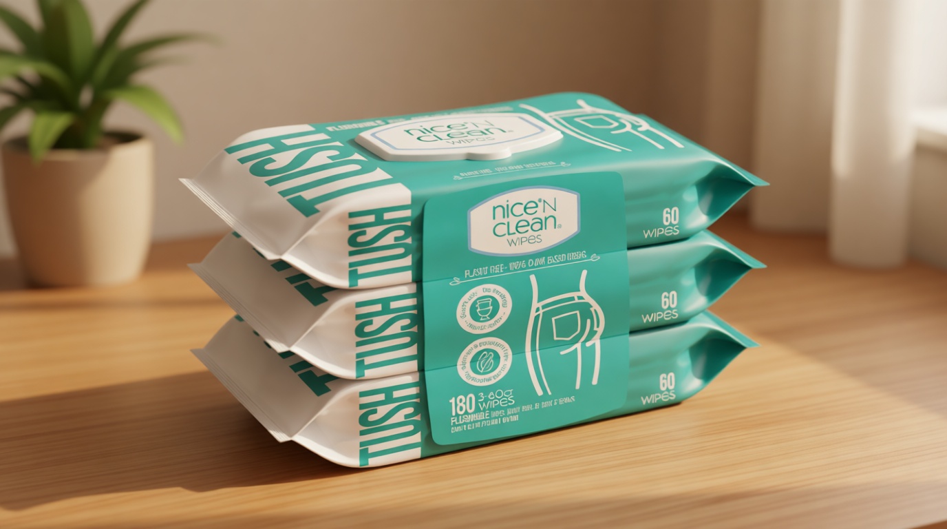 Nice 'N Clean Adult Flushable Wipes (3 x 60 Count) | Personal Cleansing Wipes Made from Plant-Based Fibers | Infused with Aloe & Vitamin E