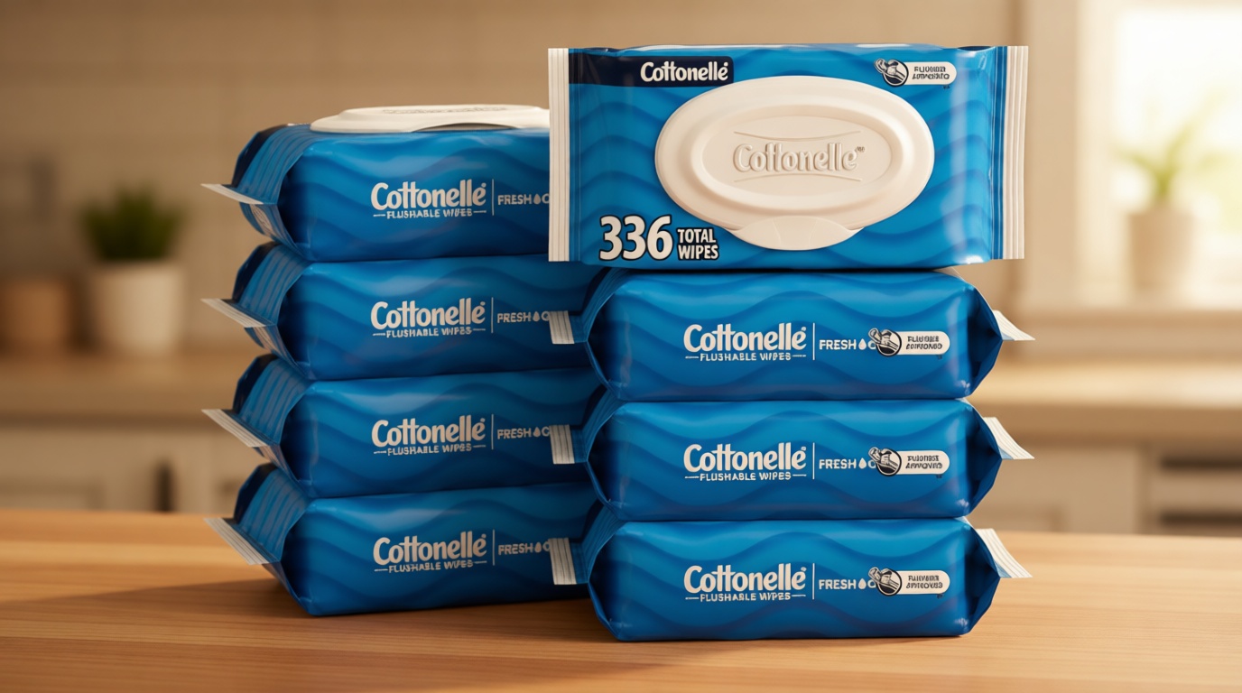 Cottonelle Fresh Feel Flushable Wet Wipes, Adult Wet Wipes, 8 Flip-Top Packs, 42 Wipes Per Pack (336 Total Wipes), Packaging May Vary The Forest Stewardship Council